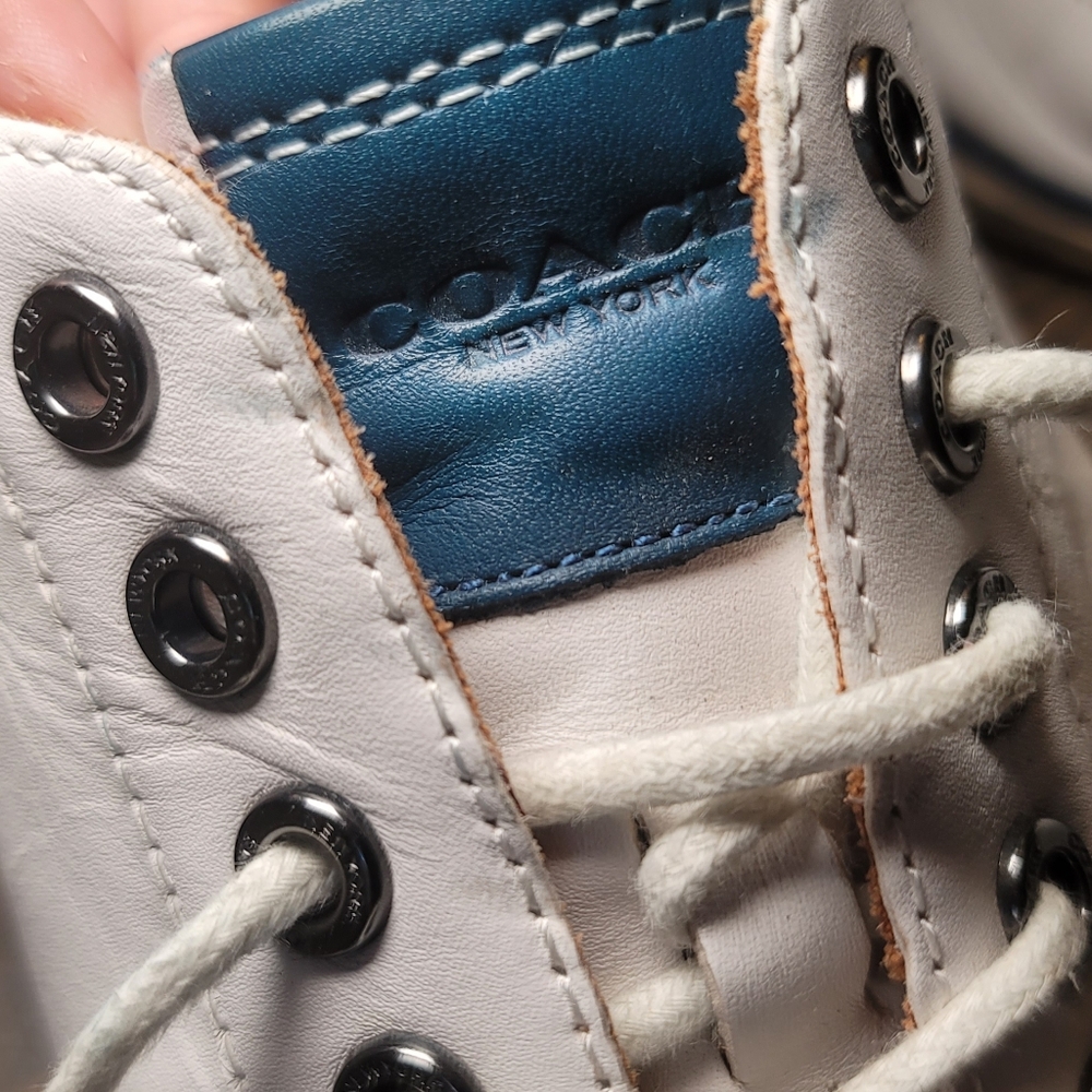 Coach Perkins Men’s Size 11 White And Blue Leather Low Top Sneakers - Picture 8 of 8